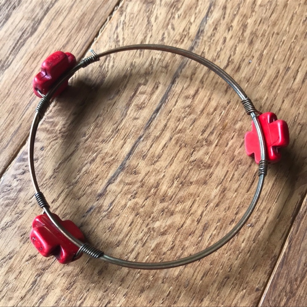 Red Cross copper bangle bracelet